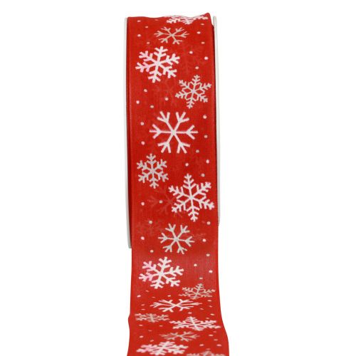 Floristik24 Vánoční stuha červené vločky dárková stuha 40mm 15m