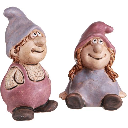 Floristik24 Gnome Spring Boy Girl Pair Purple Pink H10/14cm 2 ks