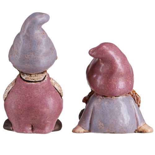 položky Gnome Spring Boy Girl Pair Purple Pink H10/14cm 2 ks