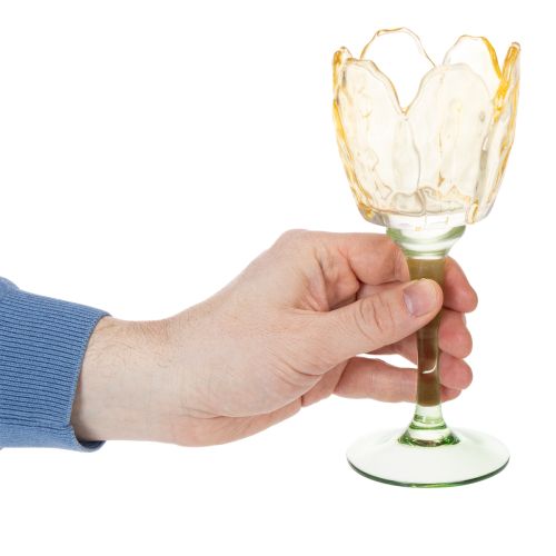 položky Stojan na čajovou svíčku Tulipán, květinový motiv, dekorace pro romantickou atmosféru a elegantní atmosféru, 20 cm