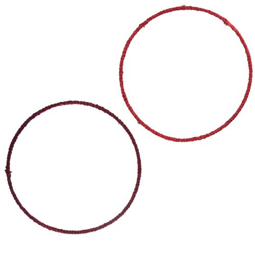 Ozdobný prsten jutová ozdobná smyčka červená tmavě červená Ø30cm 4ks
