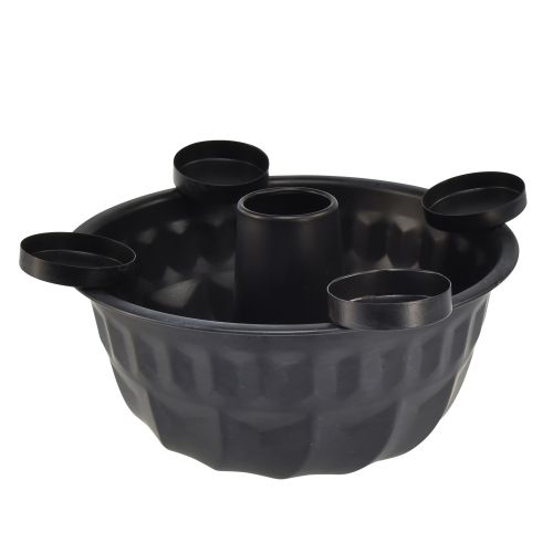 Dekorativní kovová miska v černé barvě – design Gugelhupf, 26 cm – stylový držák na čajovou svíčku pro útulné prostředí