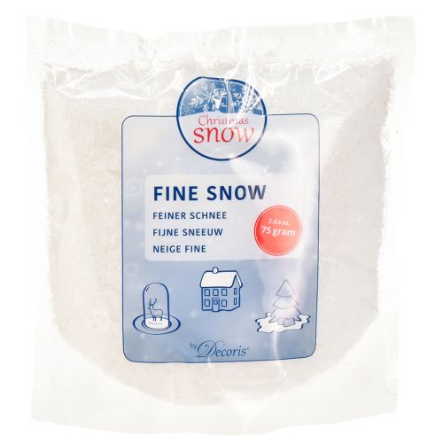 Floristik24 Dekorativní sníh z PE umělého jemného bílého sněhu 75g