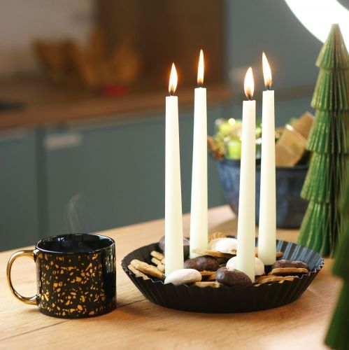 Floristik24 Designové kovové svícny ve tvaru dortu, 2 kusy - černé, Ø 24 cm - elegantní stolní dekorace na 4 svíčky