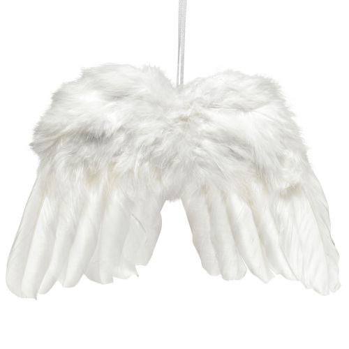 Andělská křídla z bílých peříček – romantická vánoční dekorace na zavěšení 25×18cm 3ks