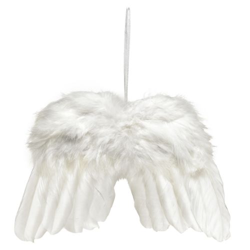 položky Andělská křídla z bílých peříček – romantická vánoční dekorace na zavěšení 25×18cm 3ks