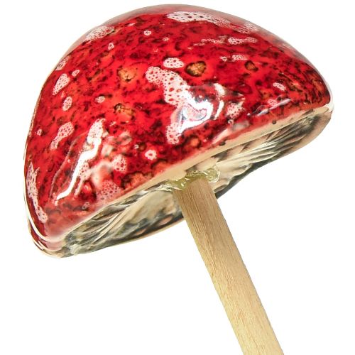 položky Muchomůrky na špejli, červené, 4cm, sada 6ks - dekorativní zahradní houby pro podzimní dekoraci