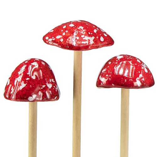 položky Muchomůrky na špejli, červené, 5,5cm, sada 6ks - dekorativní podzimní houby na zahradu i domov