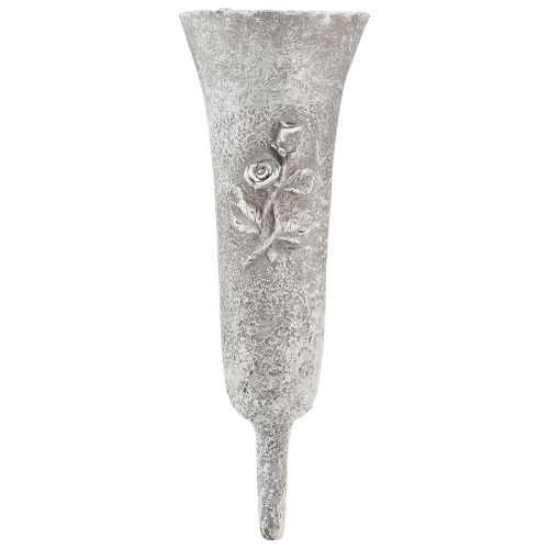 položky Hrobová váza šedá váza k nalepení s motivem růže V26cm 2ks