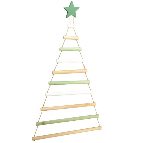 Závěsná dekorace vánoční stromek hvězda dřevo V59cm