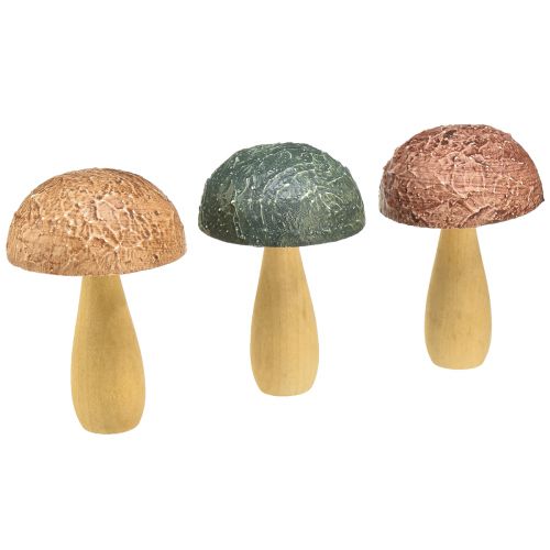 Dřevěné houby dekorativní houby podzimní dekorace dřevo asort 11×7,5cm 3ks