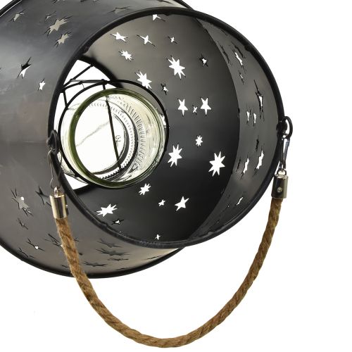 položky Závěsná kovová lucerna v antracitové barvě s hvězdami - Ø18,5 cm, výška 50 cm - Elegantní venkovní a vnitřní osvětlení