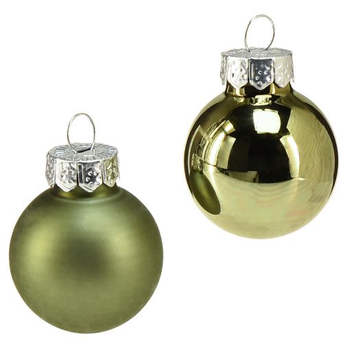 Mini vánoční koule na stromeček skleněné zelené mix Ø2,5cm 22ks