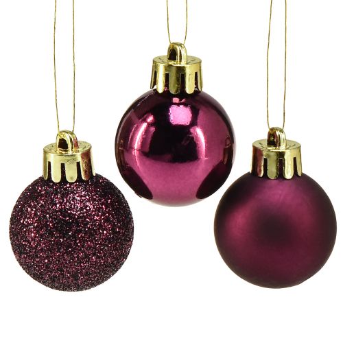 Mini vánoční koule fialové plastové Ø3cm V3,5cm 14ks