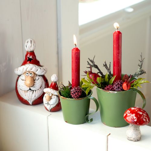 Roztomilá keramická figurka Santa Clause, červená a bílá, 10cm - sada 4 ks, perfektní vánoční dekorace