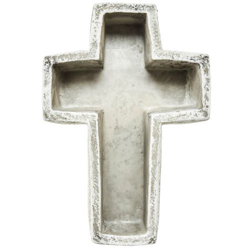 položky Rostlinný kříž betonový vzhled miska kříž 14,5x21x5cm