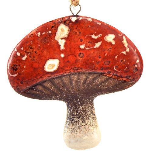 položky Okouzlující červené houbové přívěsky s jutovým provázkem - 3 cm, sada 6 kusů - perfektní podzimní a vánoční dekorace