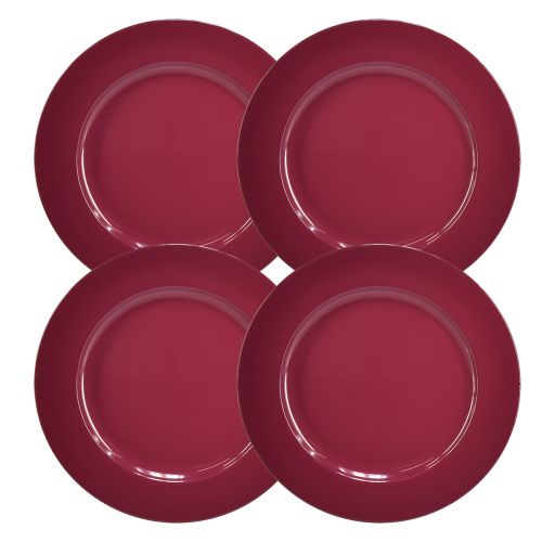 Všestranné tmavě červené plastové talíře 4 kusy - 28 cm, ideální pro dekoraci a venkovní použití
