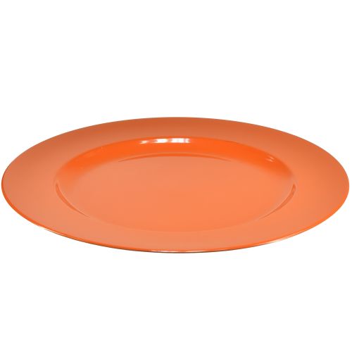 položky Oranžové plastové talíře – 28 cm – Ideální na večírky a dekorace – Balení po 4 ks