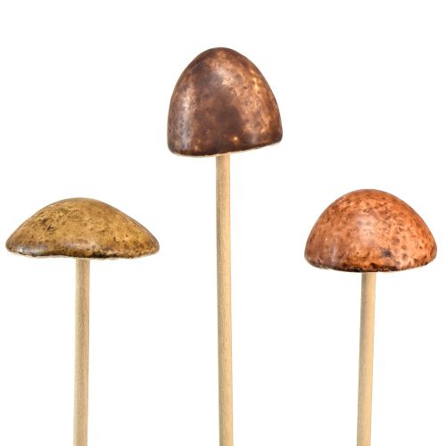 Rustikální keramické houby na špejli - atmosférická podzimní dekorace 4cm 6ks