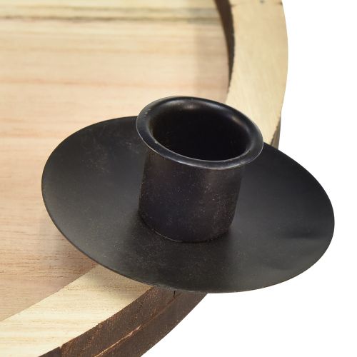 položky Tyčový svícen s dřevěným podnosem – přírodní &amp; černá, Ø 33 cm – nadčasový design pro každou dekoraci stolu