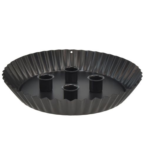 položky Designové kovové svícny ve tvaru dortu, 2 kusy - černé, Ø 24 cm - elegantní stolní dekorace na 4 svíčky