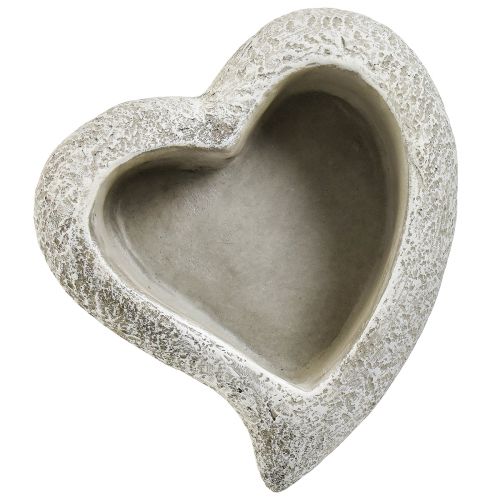 položky Lité kamenné srdce miska na rostlinu srdce na rostlinu šedá bílá 16×16×5cm