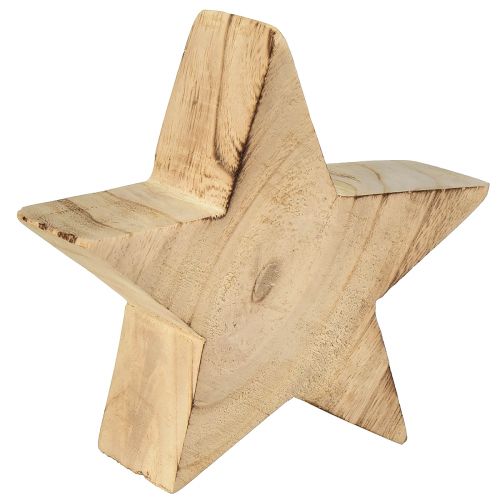 Rustikální dekorativní hvězda ze dřeva paulovnie, 2 kusy - přírodní provedení, Ø 15 cm, tloušťka 6 cm - všestranná dřevěná dekorace