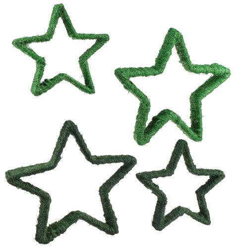 Hvězda na stojánek Vánoční dekorace jutová zelená 13/18cm 4ks