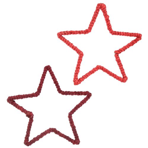 Hvězdičky na adventní věnec Vánoční dekorace jutová červená 15cm 8ks