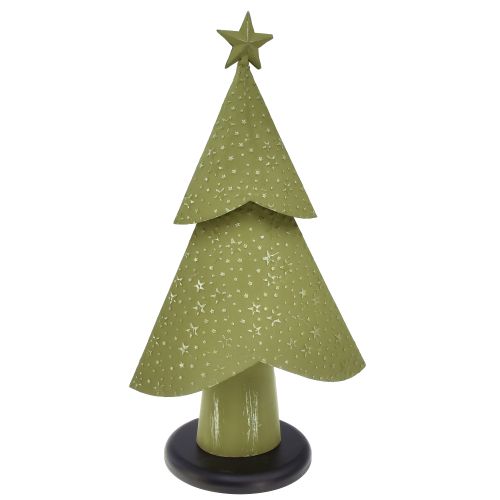 Vánoční stromeček kov dřevo hvězdy stříbrná zelená V46,5cm