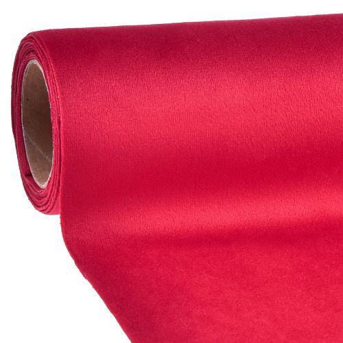 Sametový běhoun červený, lesklá dekorační látka, 28×270cm - běhoun na slavnostní dekoraci