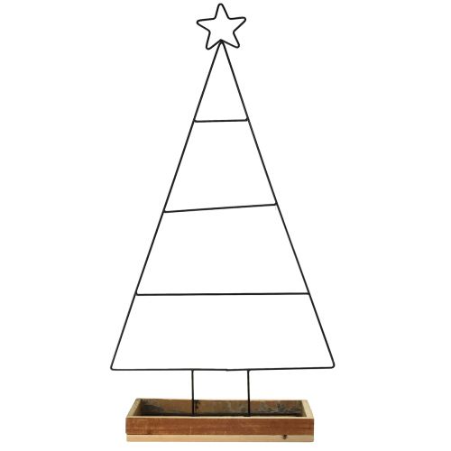položky Kovový vánoční stromeček s dřevěným ozdobným podnosem, 98,5 cm - Moderní vánoční dekorace