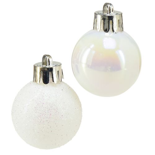 Vánoční koule perleť bílá plast Ø3cm 14ks