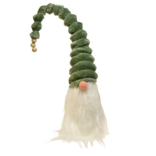 Slavnostní trpaslík se spirálově zeleným kloboukem a bílým plnovousem 2 kusy - 65 cm - skandinávské vánoční kouzlo pro váš domov