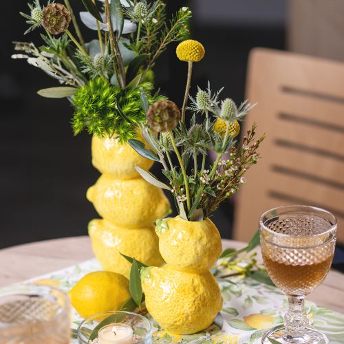 položky Citronová váza váza na květiny žlutá letní dekorace keramická V20cm