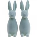 Floristik24 Deco Bunny Deco velikonoční zajíček flocked šedo-zelený V29,5cm 2ks