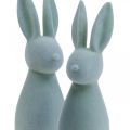 Floristik24 Deco Bunny Deco velikonoční zajíček flocked šedo-zelený V29,5cm 2ks