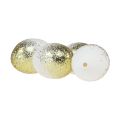 Floristik24 Dekorativní kraslice pravý slepičí vaječný bílek se zlatým třpytem V5,5–6cm 10 kusů
