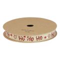 Floristik24 Vánoční stuha „Ho Ho Ho“ dárková stuha béžová 15mm 15m