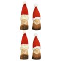Floristik24 Dekorativní trpaslík dřevěný vánoční trpaslík s kloboukem červený přírodní 10/12cm 4ks