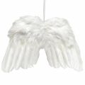 Floristik24 Andělská křídla z bílých peříček – romantická vánoční dekorace na zavěšení 25×18cm 3ks