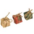 Floristik24 Papírové dárkové krabičky mini sada, červeno-zeleno-přírodní, 2,5x3 cm, 18 kusů - vánoční dekorace