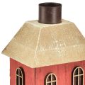 Floristik24 Svícen domeček ze dřeva červený tyčový svícen H14,5cm 2ks