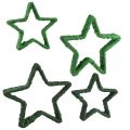 Floristik24 Hvězda na stojánek Vánoční dekorace jutová zelená 13/18cm 4ks