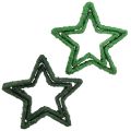 Floristik24 Hvězda na stojánek Vánoční dekorace jutová zelená 13/18cm 4ks