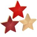 Floristik24 Hvězdy dřevěné vánoční hvězdy rýhované červené přírodní 11cm 3ks